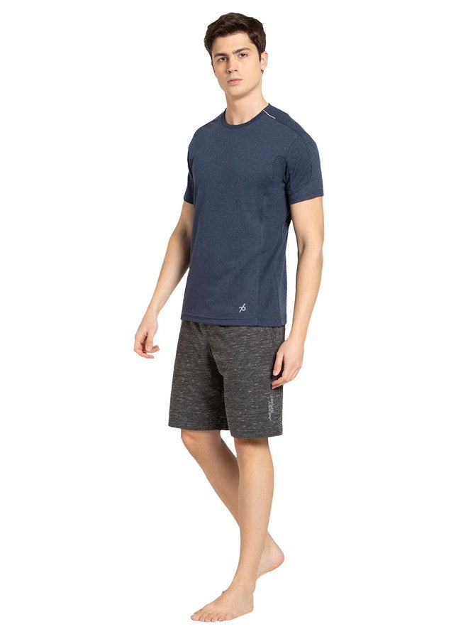 Jockey Men's Regular Fit Round Neck Raglan Sleeved T-Shirt with Breathable Mesh for Enhanced Cooling MV01_Navy Melange_L - Image 5