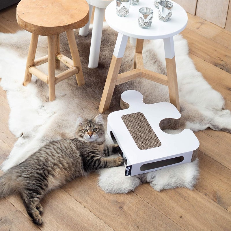 District 70 Puzzle 2-in-1 Cat Scratch Board and Scratch Toy for Cats - White - Image 2