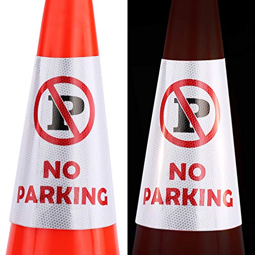 BATTIFE 4 Pack NO Parking Reflective Collars Stickers for Traffic Safety Cones, 360° High Visible Signs for Driveway Road Outdoor Use - Image 2