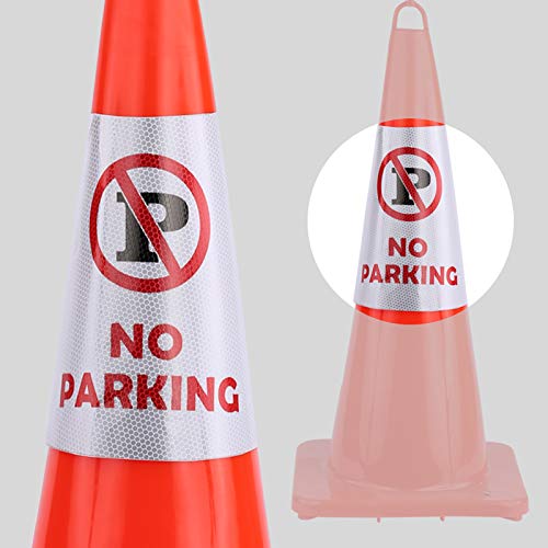 BATTIFE 4 Pack NO Parking Reflective Collars Stickers for Traffic Safety Cones, 360° High Visible Signs for Driveway Road Outdoor Use - Image 4