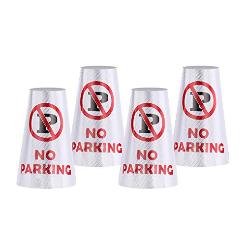 BATTIFE 4 Pack NO Parking Reflective Collars Stickers for Traffic Safety Cones, 360° High Visible Signs for Driveway Road Outdoor Use - Image 1