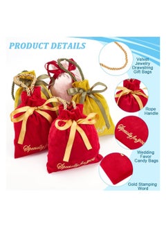 KASTWAVE Velvet Jewelry Pouches12 Pack Drawstring Gift Bags Fabric Candy Bags Party Faver Pouch with Gold Stamping Word and Rope Handle for Jewelry Gift Wedding Candy Party  - Image 4