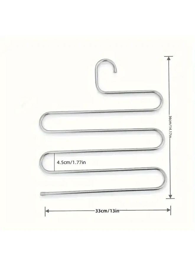 Silvery Stainless Steel Non Slip S Shaped Multi Layer Pants Hanger Space Saving Closet Organizer - Image 5