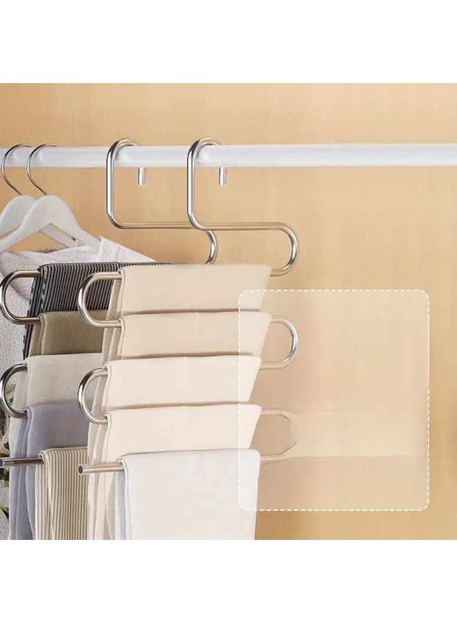 Silvery Stainless Steel Non Slip S Shaped Multi Layer Pants Hanger Space Saving Closet Organizer - Image 3