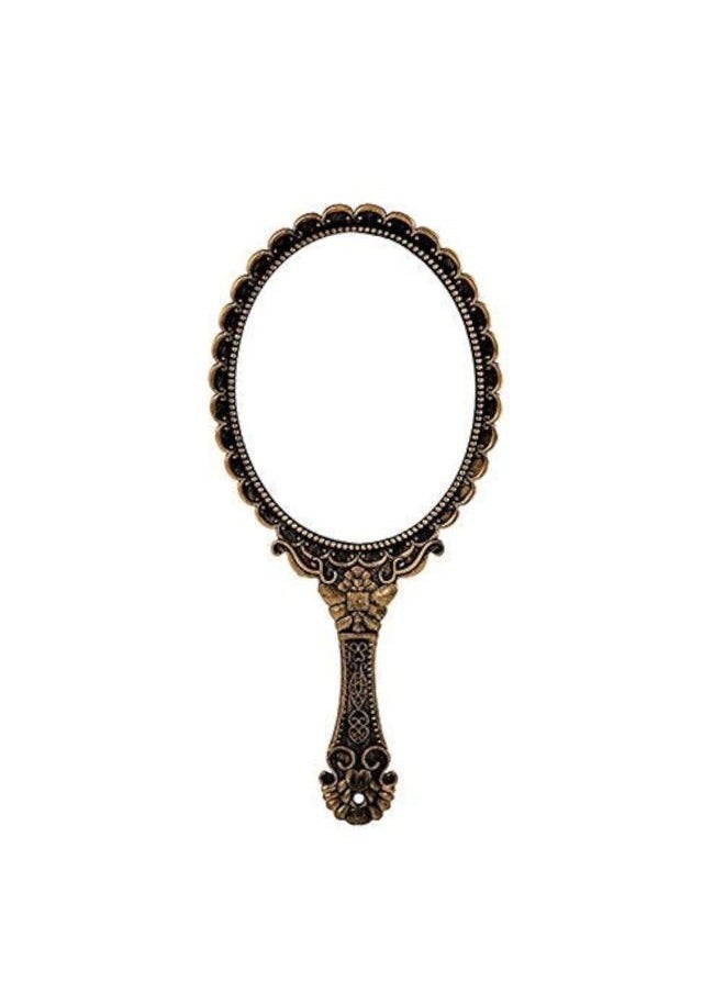 Yangshine Handheld Mirror with Handle, Makeup Compact Travel Hand Mirrors Mini Vintage Make Up Hand Held Mirror Oval Purse Packet Mirror for Women Girls  - Image 1