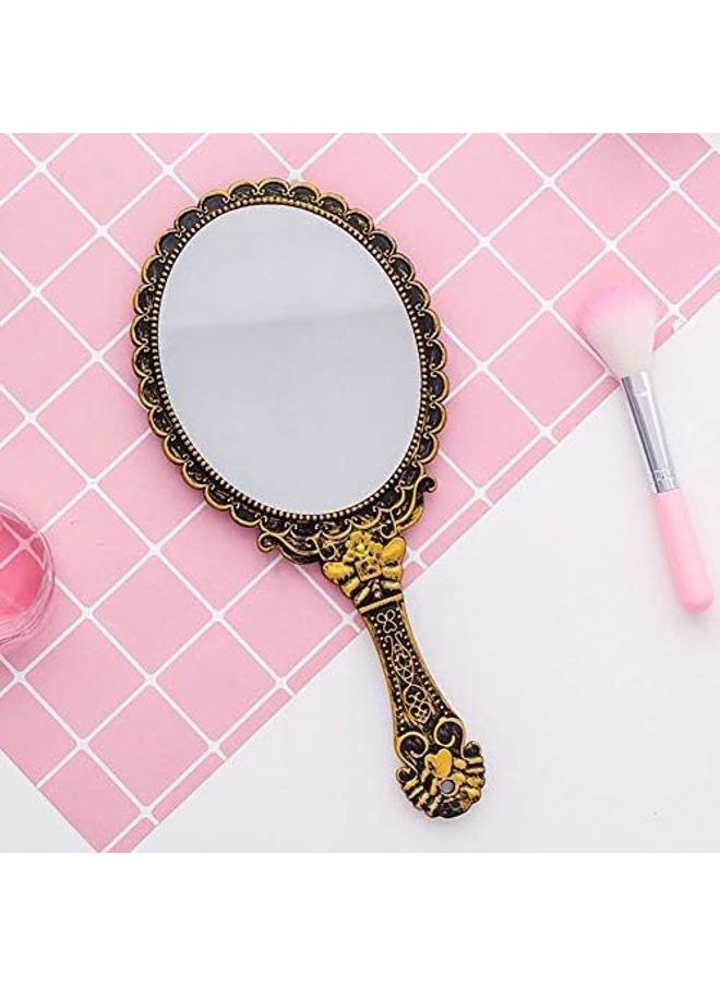 Yangshine Handheld Mirror with Handle, Makeup Compact Travel Hand Mirrors Mini Vintage Make Up Hand Held Mirror Oval Purse Packet Mirror for Women Girls  - Image 3