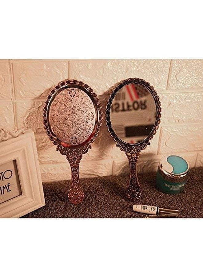 Yangshine Handheld Mirror with Handle, Makeup Compact Travel Hand Mirrors Mini Vintage Make Up Hand Held Mirror Oval Purse Packet Mirror for Women Girls  - Image 5