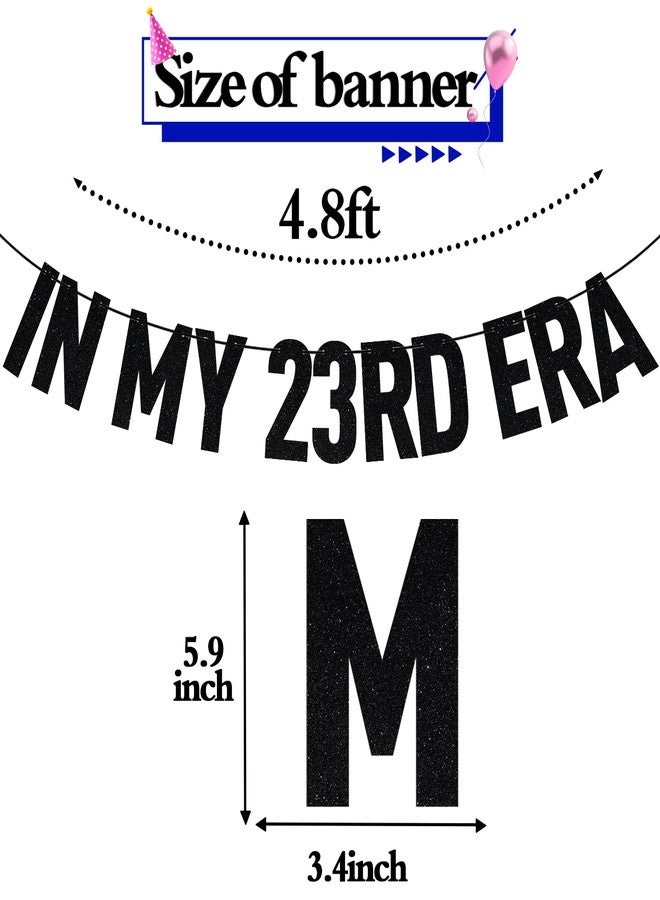 ZACHAKO Black Glitter In My 23rd Era Banner, Cheers to 23 Years/23 Years Loved & Blessed, Funny 23rd Birthday Party Decorations Supplies - Image 2