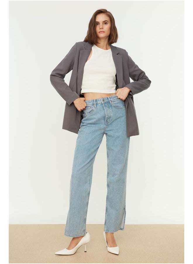 trendyol Gray Regular Lining Detailed Woven Blazer Jacket TWOAW20CE0316  - Image 1