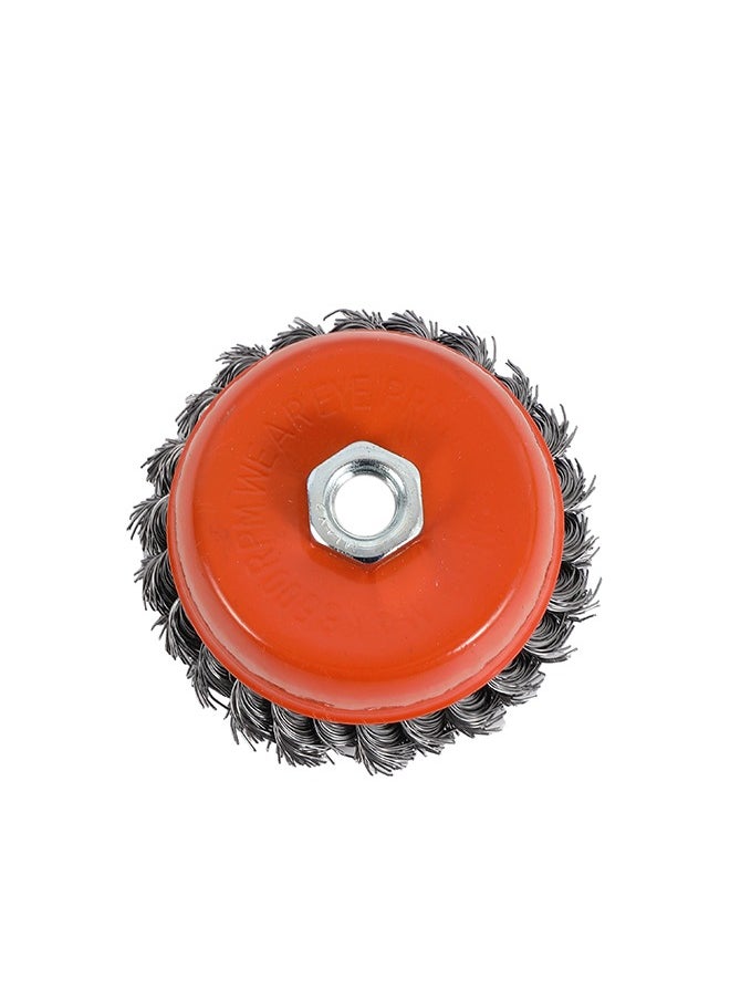 Twisted Knot Wire Cup Brush -Silver- Heavy-Duty Wire Brush for Drill & Grinder Ideal for Rust Removal Paint Stripping Surface Conditioning - Durable Industrial-Grade Metal Cleaning Tool