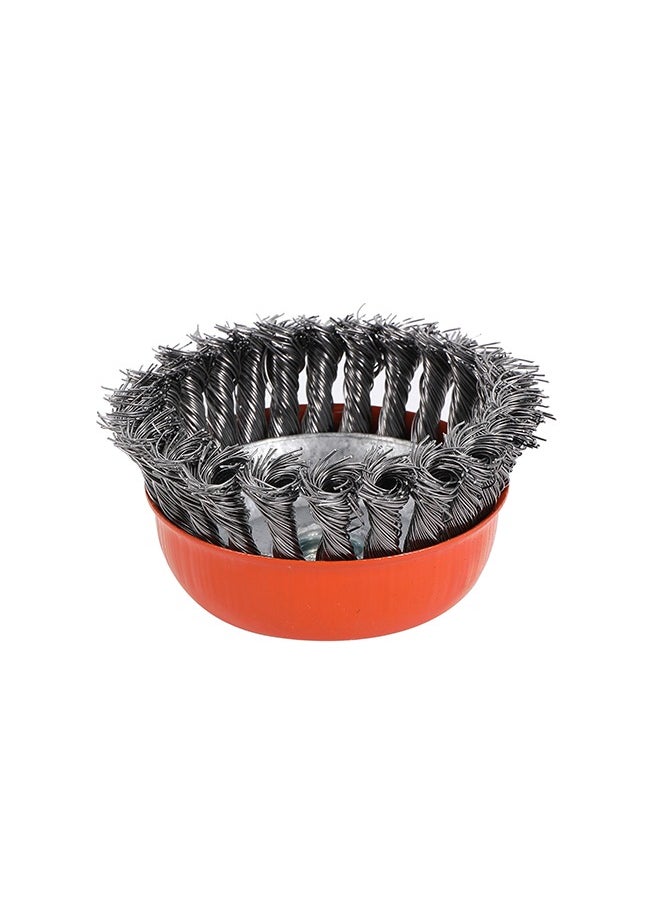 Twisted Knot Wire Cup Brush -Silver- Heavy-Duty Wire Brush for Drill & Grinder Ideal for Rust Removal Paint Stripping Surface Conditioning - Durable Industrial-Grade Metal Cleaning Tool