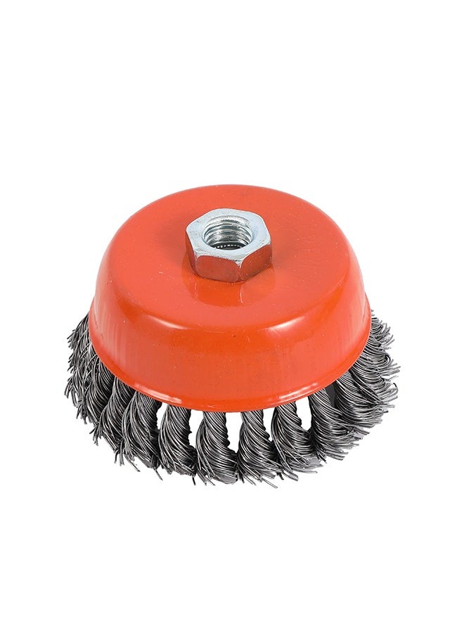 Twisted Knot Wire Cup Brush -Silver- Heavy-Duty Wire Brush for Drill & Grinder Ideal for Rust Removal Paint Stripping Surface Conditioning - Durable Industrial-Grade Metal Cleaning Tool