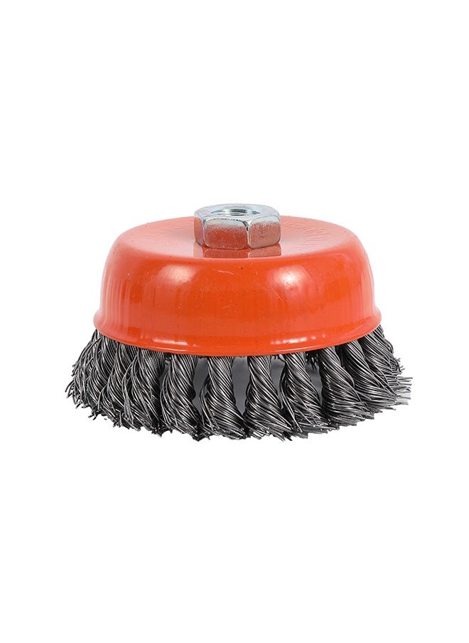 Twisted Knot Wire Cup Brush -Silver- Heavy-Duty Wire Brush for Drill & Grinder Ideal for Rust Removal Paint Stripping Surface Conditioning - Durable Industrial-Grade Metal Cleaning Tool