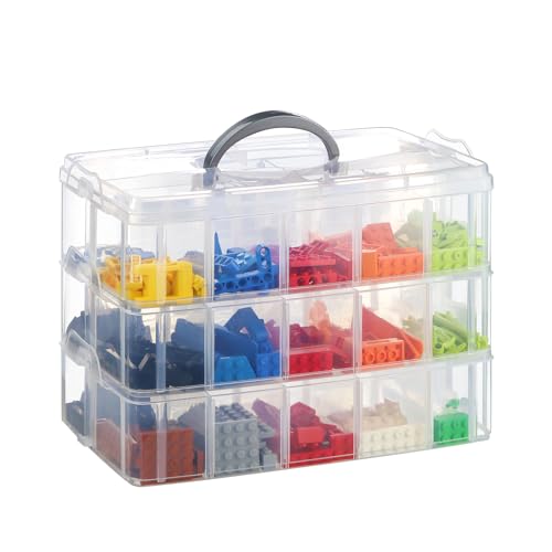 WSBXBB Storage Box for Lego Stackable Storage Organizer with 30 Compartments for Legofor Barbie Dolls for Hot Wheel Toy Bins for kids organizer Clear Toy StorageBin - Image 1