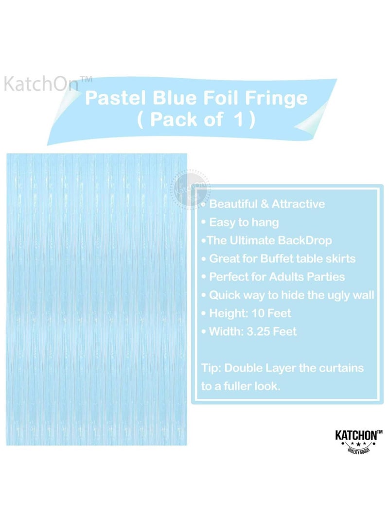 KATCHON Pastel Blue Foil Fringe Tinsel Backdrop Curtain for Party Decoration Pack of 1 - Image 2