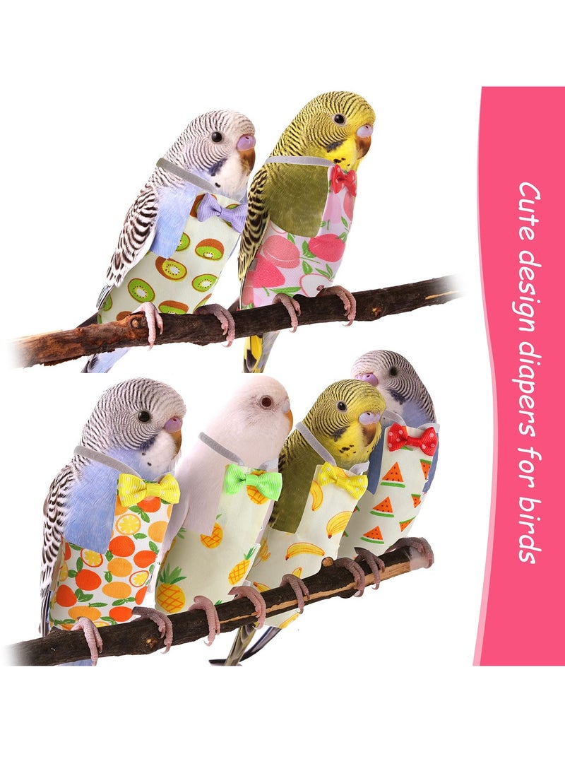 6 Pieces Bird Diaper Washable Parrot Diapers Reusable Flight Suit Waterproof Inner Layer Protective Nappy Clothes for Parakeet Mini Macaw Budgie Canary