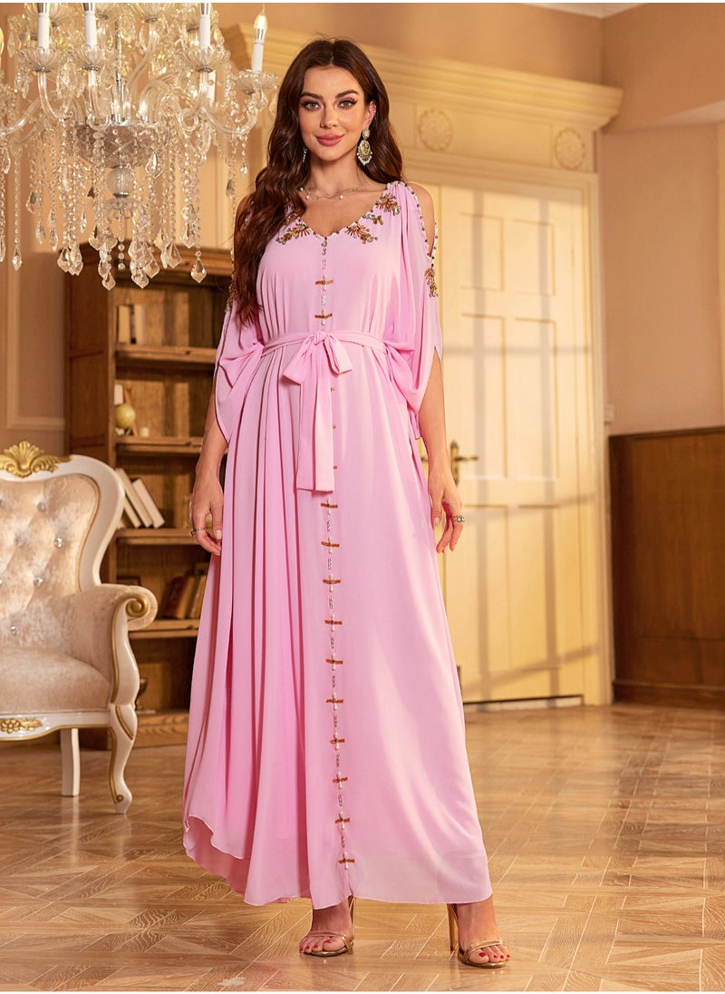 يوني فستان مصنوع يدويا من الماس مع مسحوق أبايا  - Image 1