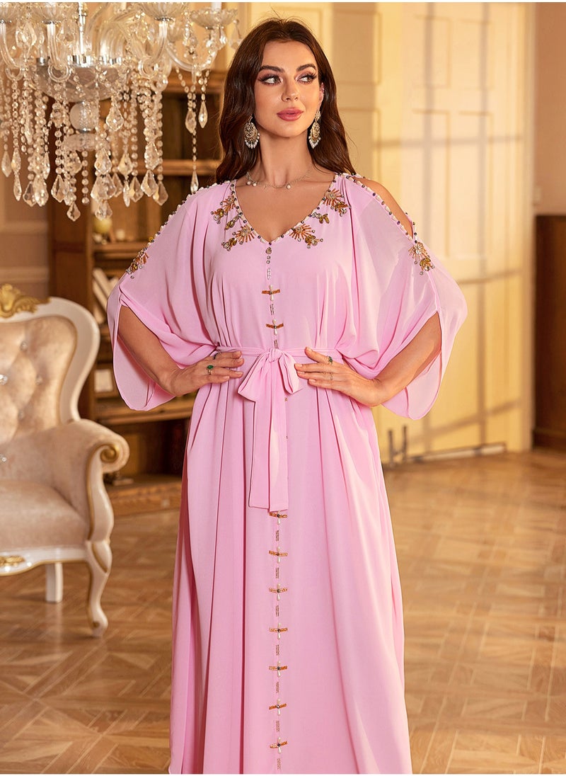 يوني فستان مصنوع يدويا من الماس مع مسحوق أبايا  - Image 4