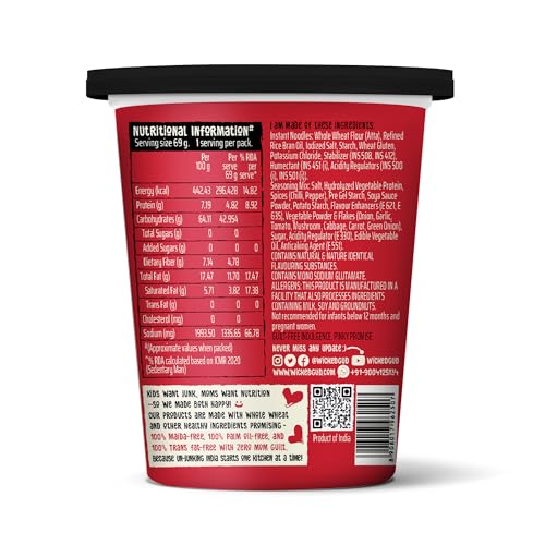 WickedGud Fiery 2X Spicy Korean Noodles | Instant Pack and Cup Combo Pack of 2 | Whole Wheat | No Maida | No Palm Oil | Vegetarian | 67g & 69g - Image 3