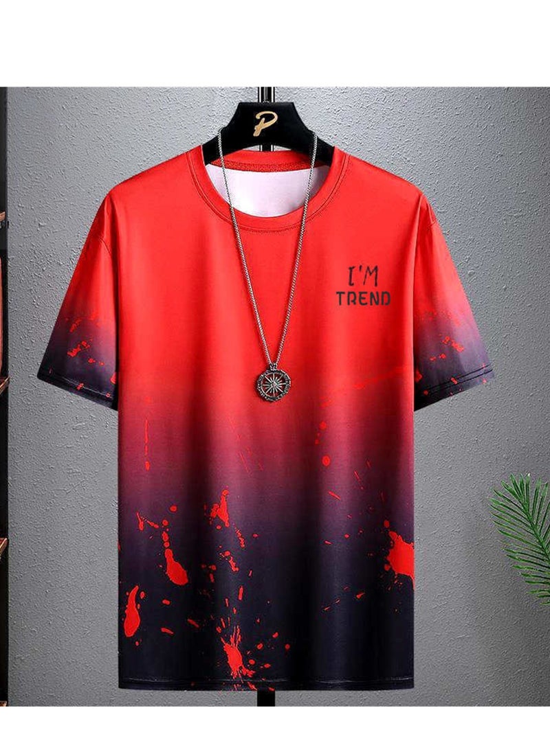 Trendy printed short-sleeved T-shirt summer new men's casual suit shorts short-sleeved T-shirt two-piece set  - Image 3