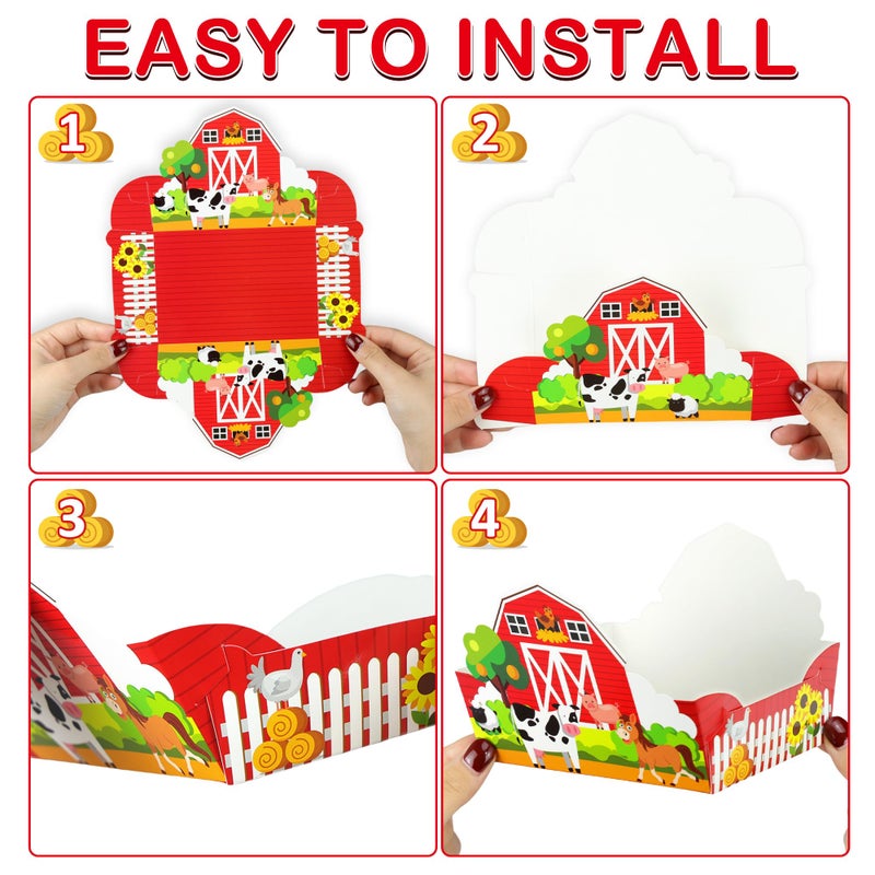 Caoekego 36 Pieces Farm Animal Paper Snack Bowl, Disposable Farm Theme Food Tray, Farm Birthday Party Decoration - Image 5