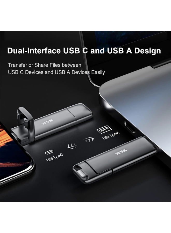 SSK 2TB SSD USB C Stick up to 1000MB/s,Fast External SSD Dual Drive Type-C + USB A 3.2 Gen 2 Solid State Thumb Drive,USB Memory Stick for iPhone 15/PS4/Android Phone/Tablet/Windows/Mac - Image 4