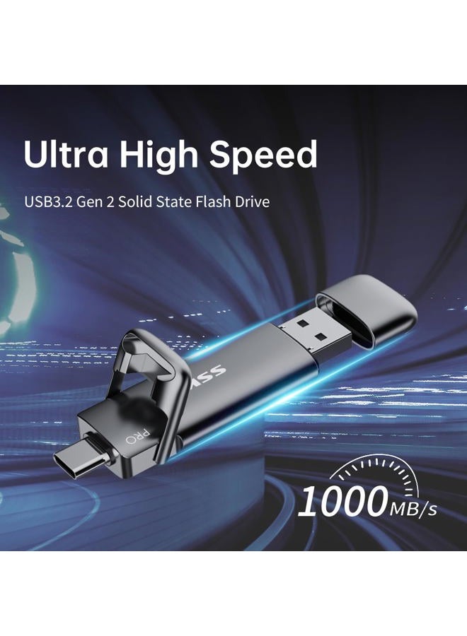 SSK 2TB SSD USB C Stick up to 1000MB/s,Fast External SSD Dual Drive Type-C + USB A 3.2 Gen 2 Solid State Thumb Drive,USB Memory Stick for iPhone 15/PS4/Android Phone/Tablet/Windows/Mac - Image 2