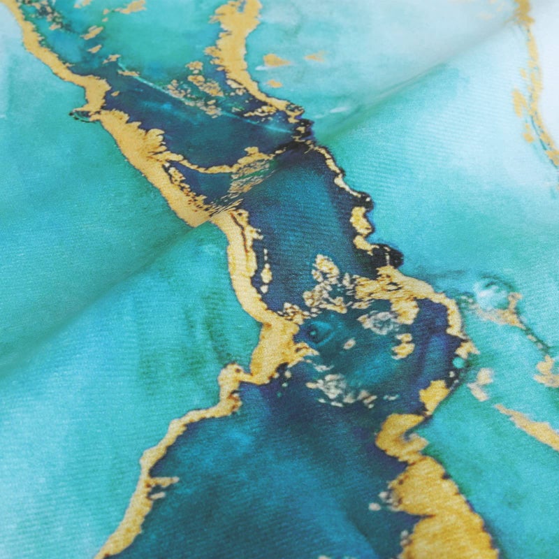 Bonhause Turquoise Marble Throw Pillow Covers 18x18 Inch Set of 4 Two-Sided Teal Gold Abstract Art Modern Decorative Pillows Case Soft Velvet Outdoor Cushion Covers for Couch Sofa Bed Home Decor - Image 5