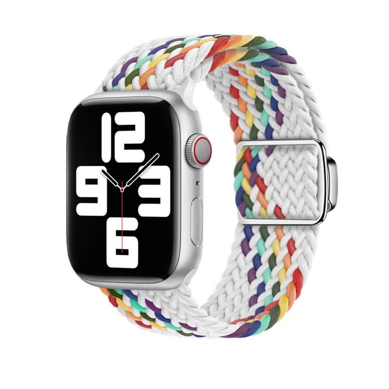 سوار ساعة ذكية سوار نايلون حلقي متوافق باللون أسود قابل للتعديل مع Apple Watch 38/40/41/42/44/45/49mm بملاءمة قابلة للتعديل وحزام بديل - Image 5