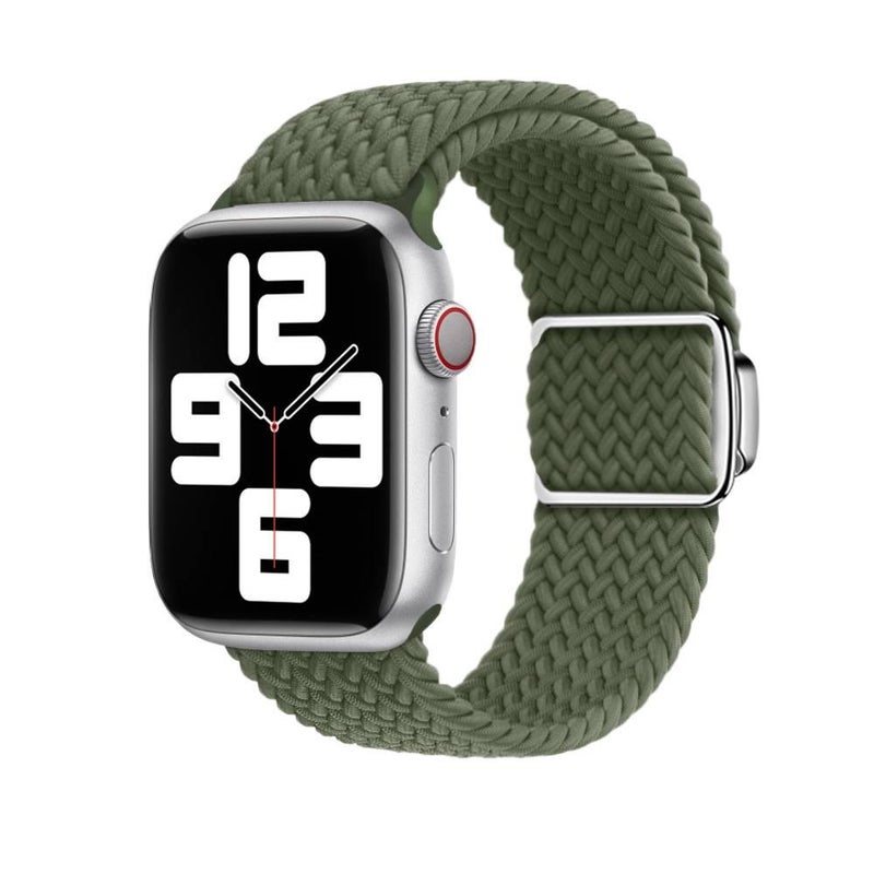 سوار ساعة ذكية سوار نايلون حلقي متوافق باللون أسود قابل للتعديل مع Apple Watch 38/40/41/42/44/45/49mm بملاءمة قابلة للتعديل وحزام بديل - Image 3