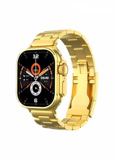 Ultra Watch Series 9 Smart Watch 49mm Steel Case with Golden Sport Steel Band and Silicon Band