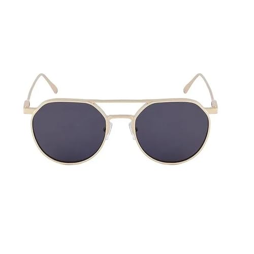 Dervin UV Protected Round Sunglasses for Men and Women (Gold-Black) - Image 2