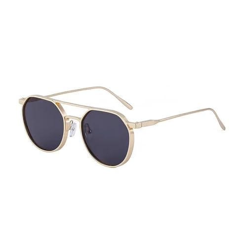 Dervin UV Protected Round Sunglasses for Men and Women (Gold-Black) - Image 1