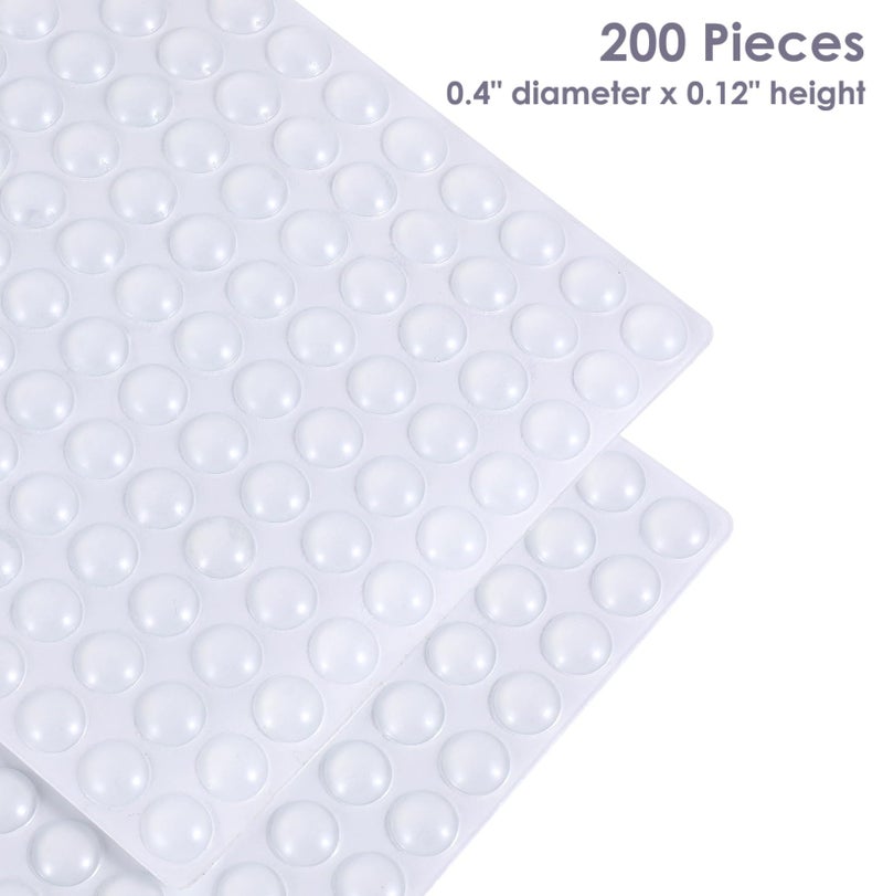 Juminiz 200 Pieces Cabinet Door Bumpers, 0.4inch Round Silicone Clear Self Adhesive Bumper Stopper for Cabinets Doors and Drawers, Rubber Dots, Pads for Furniture - Image 2