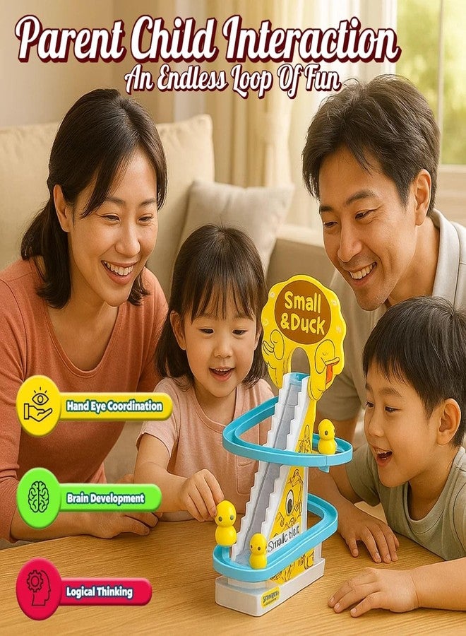 GRABTEEZ Ducks Slide Toys for Kids - Ducks Chasing Race Slide Game Set - Small Ducks Stair Climbing Toys for Kids, Escalator Toy with Lights and Music - 3 Duck Included (Ducks Slide) - Image 4