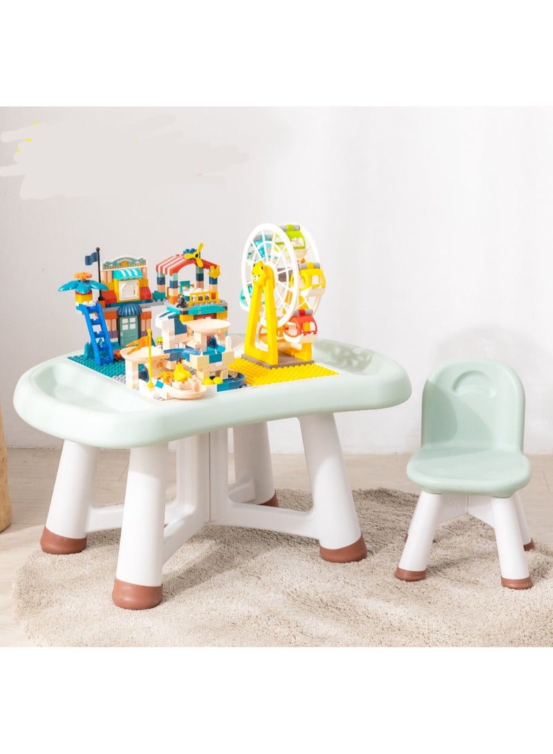 اي ام زد جي طاولة وكراسي فطر للأطفال للأطفال مع مجموعة مكعبات ليغو - Image 2