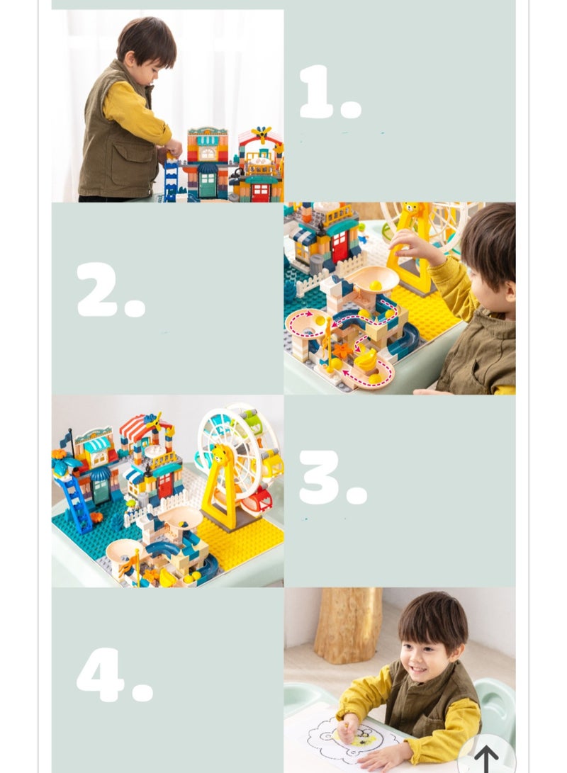 اي ام زد جي طاولة وكراسي فطر للأطفال للأطفال مع مجموعة مكعبات ليغو - Image 4