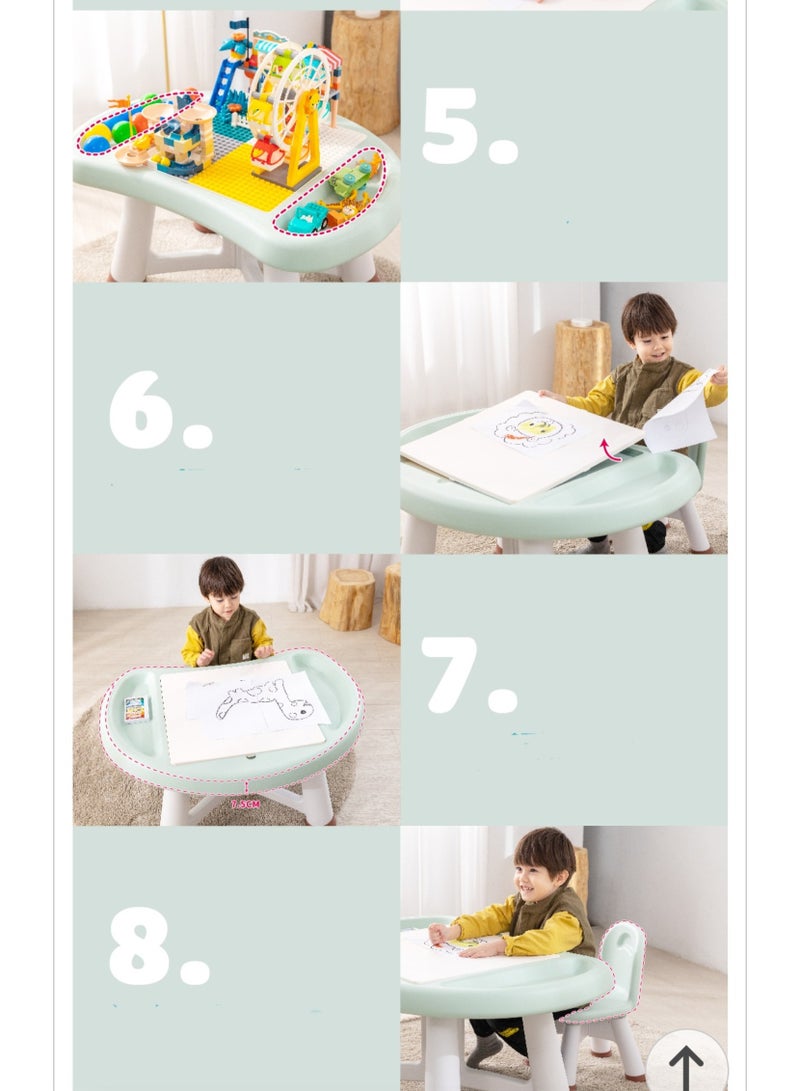 اي ام زد جي طاولة وكراسي فطر للأطفال للأطفال مع مجموعة مكعبات ليغو - Image 5