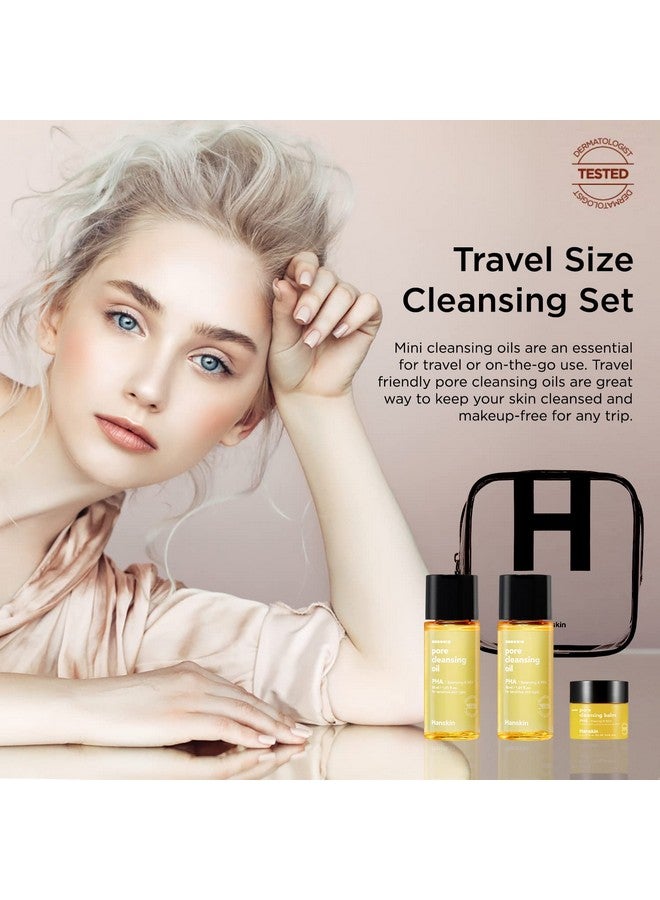 Hanskin PHA Pore Cleansing Oil and PHA Cleansing Balm, Sample Trial Size, Travel Size Mini Makeup Remover Set, Gentle Blackhead Cleanser for Sensitive Skin [30 ml/Pack of 2] + [8g/PHA Balm] - Image 3
