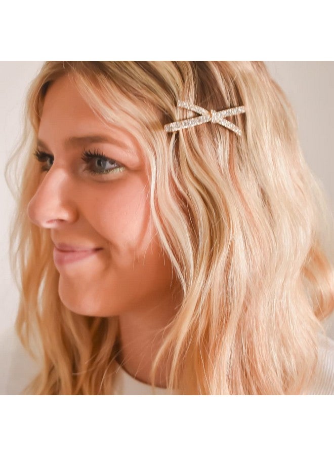 Bellefixe BELLEFIXE Crystal and Gold "X" Barrette Hair Clip for Women Girls Special Occasion Wedding Prom Long Hair Short Hair Rhinestone - Image 2