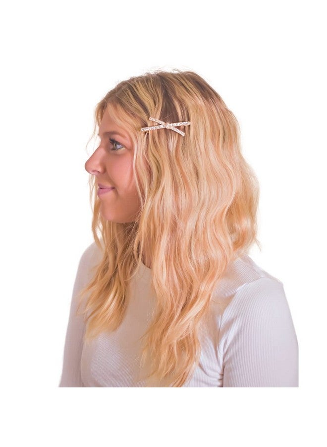 Bellefixe BELLEFIXE Crystal and Gold "X" Barrette Hair Clip for Women Girls Special Occasion Wedding Prom Long Hair Short Hair Rhinestone - Image 3
