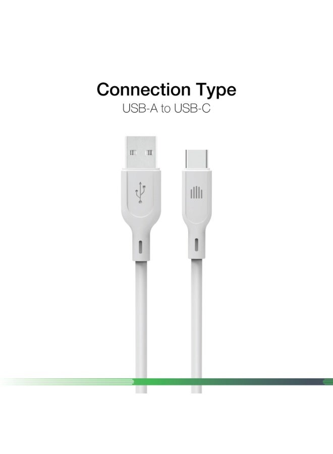 DVICED USB-A to USB-C Charging & Data transfer 1.25m silicone cable  - White - Image 2