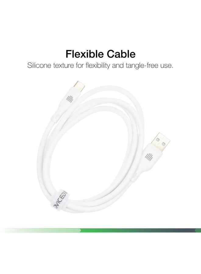 DVICED USB-A to USB-C Charging & Data transfer 1.25m silicone cable  - White - Image 4