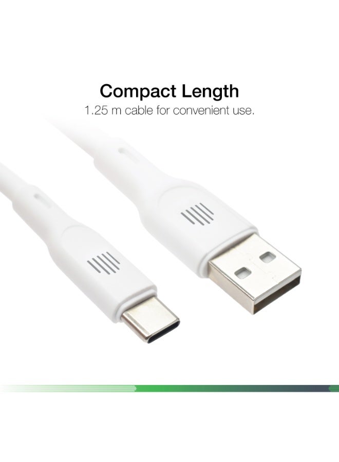 DVICED USB-A to USB-C Charging & Data transfer 1.25m silicone cable  - White - Image 3