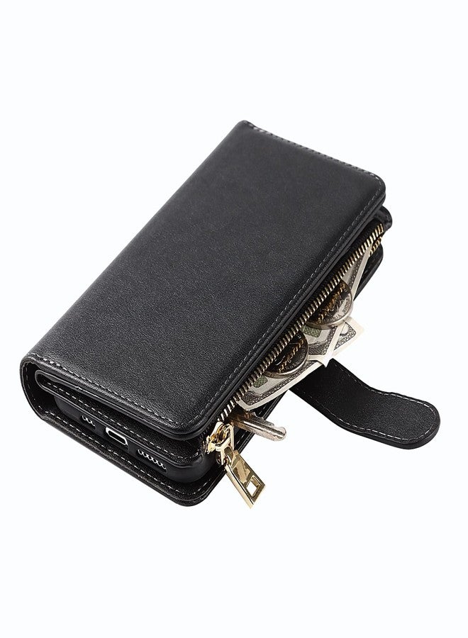 Jaorty for iPhone 11 Phone Case Wallet for Women,for iPhone 11 Case with Card Holder, Crossbody Case with Credit Card Holders and Slots Zipper Lanyard Strap Leather Cases for Men,6.1 Inch Black - Image 4