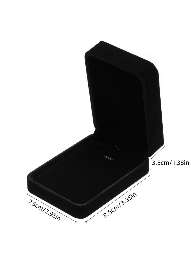 صندوق مجوهرات كلاسيكي من المخمل مع قلادة (أسود) - Image 2