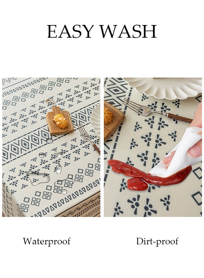 DUNISO Table Cloth Tassel Waterproof Spill proof Wrinkle Tablecloth Kitchen Dinning Tabletop Decoration Suitable for Table Tea Table Wedding Decoration Party Dining Room Kitchen 140*180cm  - Image 5