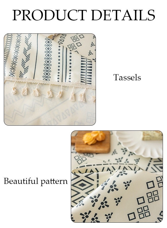 DUNISO Table Cloth Tassel Waterproof Spill proof Wrinkle Tablecloth Kitchen Dinning Tabletop Decoration Suitable for Table Tea Table Wedding Decoration Party Dining Room Kitchen 140*180cm  - Image 3