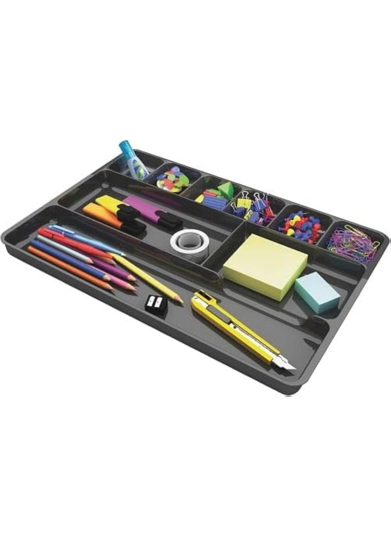 Deflecto 38104 Deflecto Plastic Desk Drawer Organizer  1 Height x 14 Width x 9 Depth  Black 