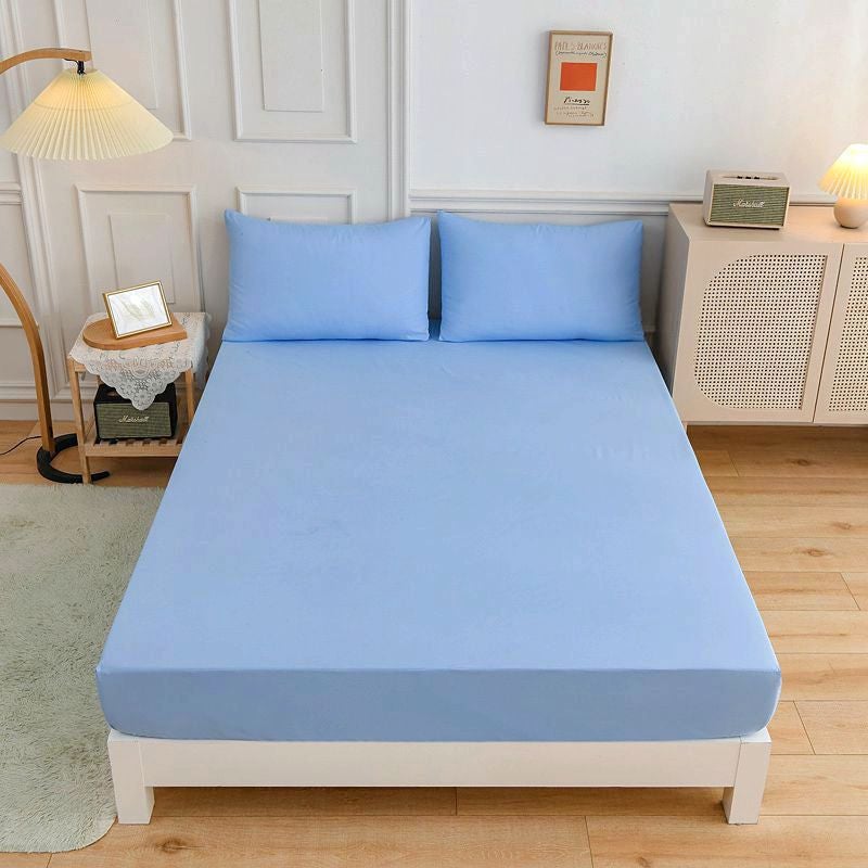 New Solid Color Simple Sanding Bed Hat Pillowcase Single Double Dark Plain Bedspread - Image 1